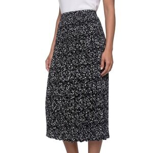 Vintage Express Compagnie Internationale Floral Pleated Maxi Skirt Black White S